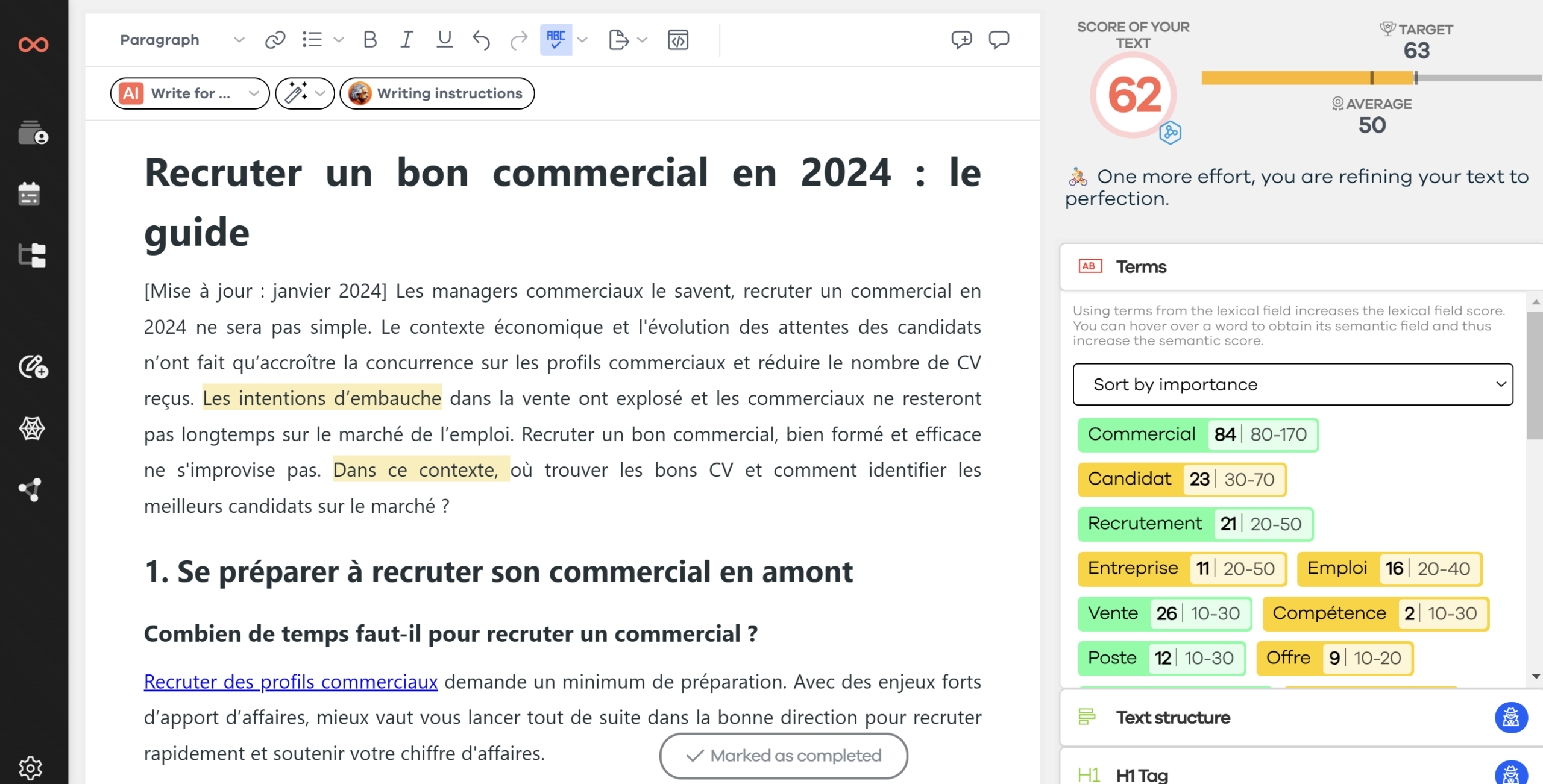 Éditeur sémantique de SEOQuantum