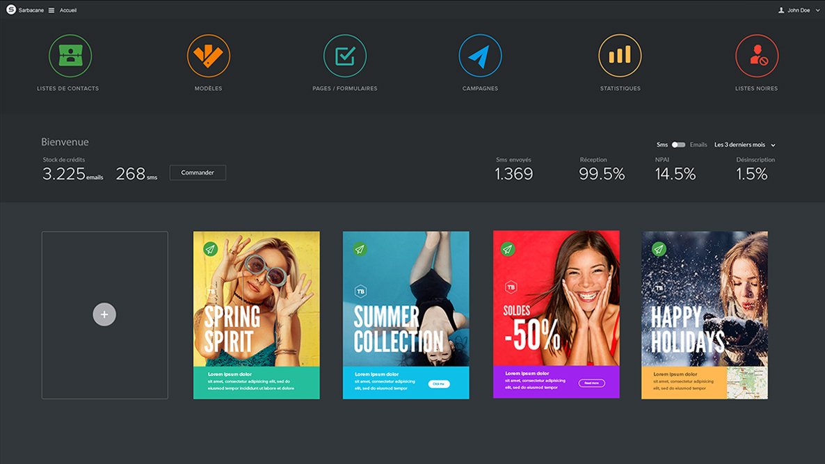 Tableau de bord de Sarbacane, alternative à Mailchimp