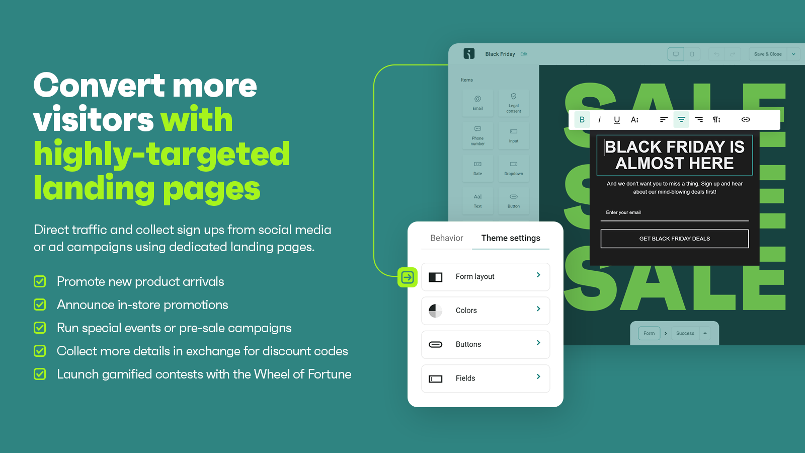 Création de landing page dans Omnisend, alternative à Mailchimp