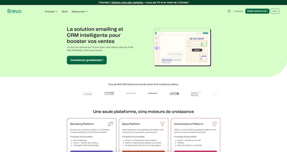 Page d'accueil de Brevo