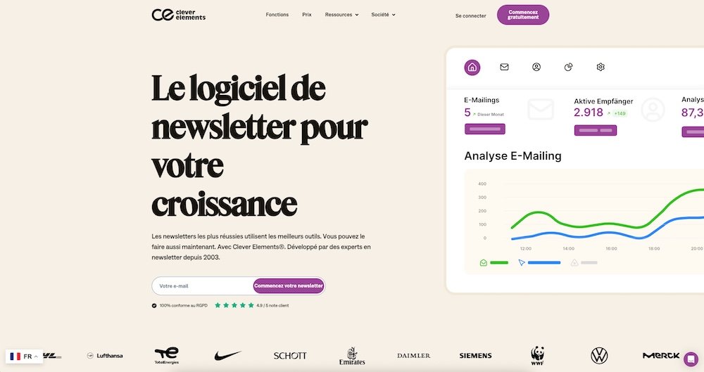 Page d'accueil de Clever Elements