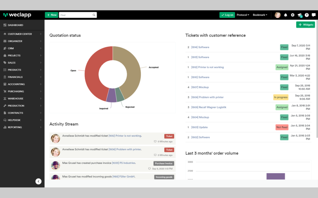 Interface de weclapp
