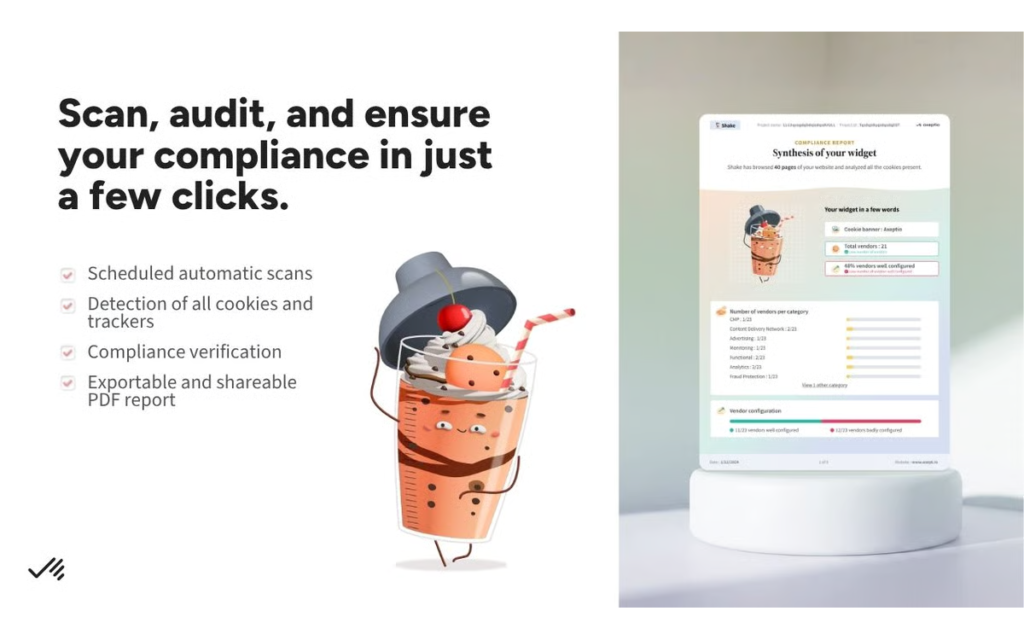 Rapport de conformité du scanner de cookies Shake